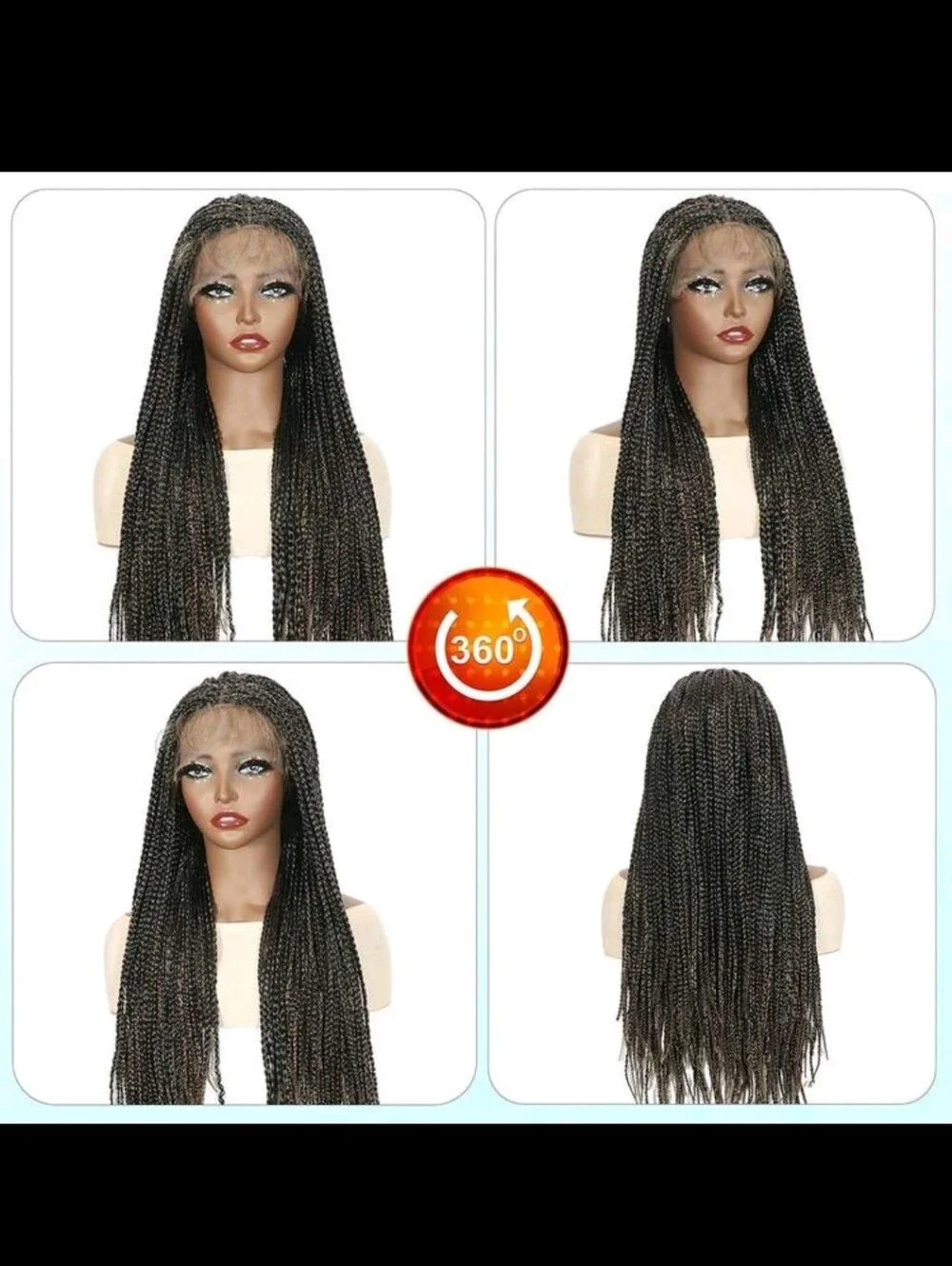 Long Braided Lace Front Wig - T1B/27 Dark Brown Blend